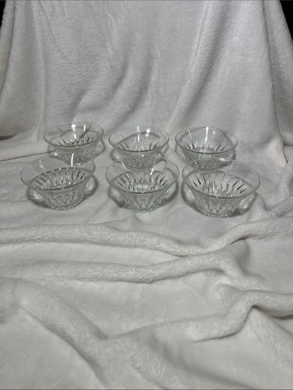 Set of 6 Duralex France Crystal Glass Dessert Bowls - Clear